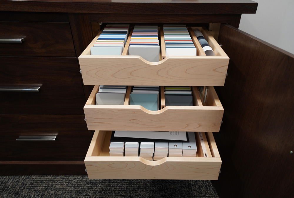 Office Cabinetry with Customized Drawers for Filing