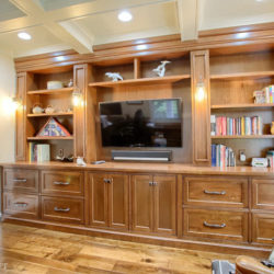 Karamel Study Cabinets with open shelves for a home located in Wernersville, Pennsylvania