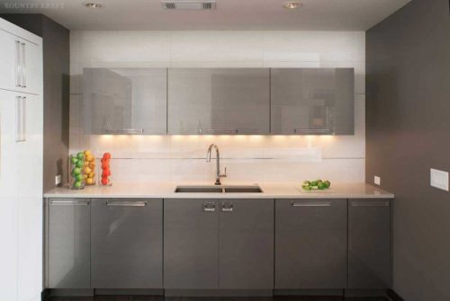 Popular kitchen cabinet ideas include high gloss cabinets