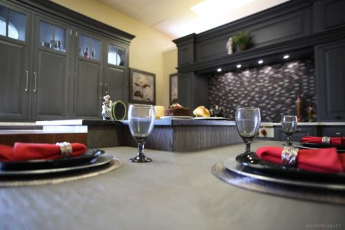 Close up of place setting seating area and raised counter space Birdsboro, PA