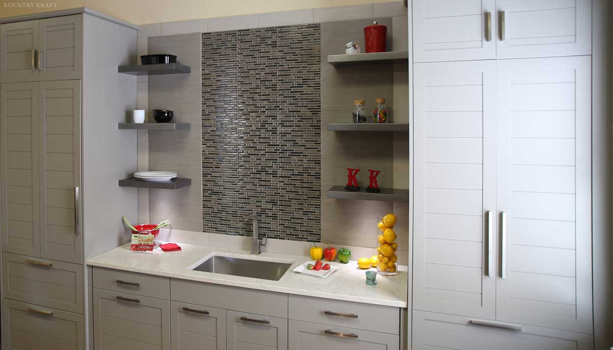 Sink counter with shelves and two tall cabinets on each side Birdsboro, PA