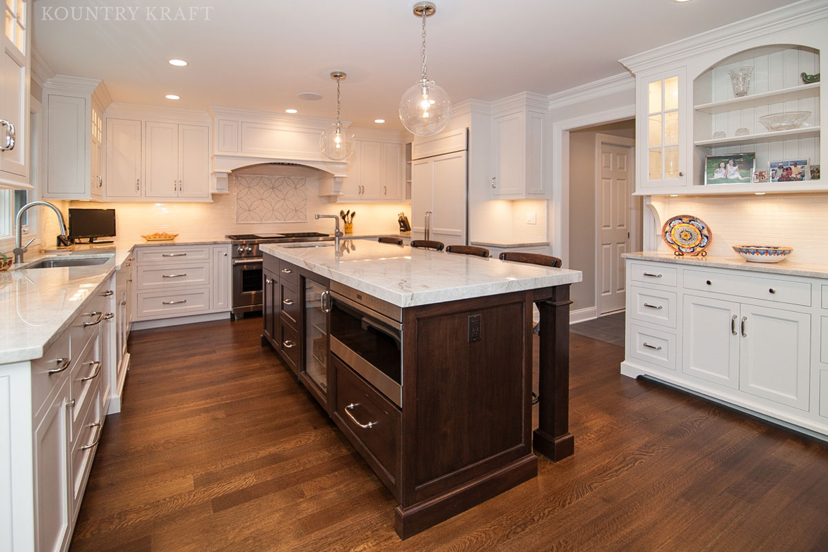 Kitchen cabinet and island with English Walnut stain Madison, NJ