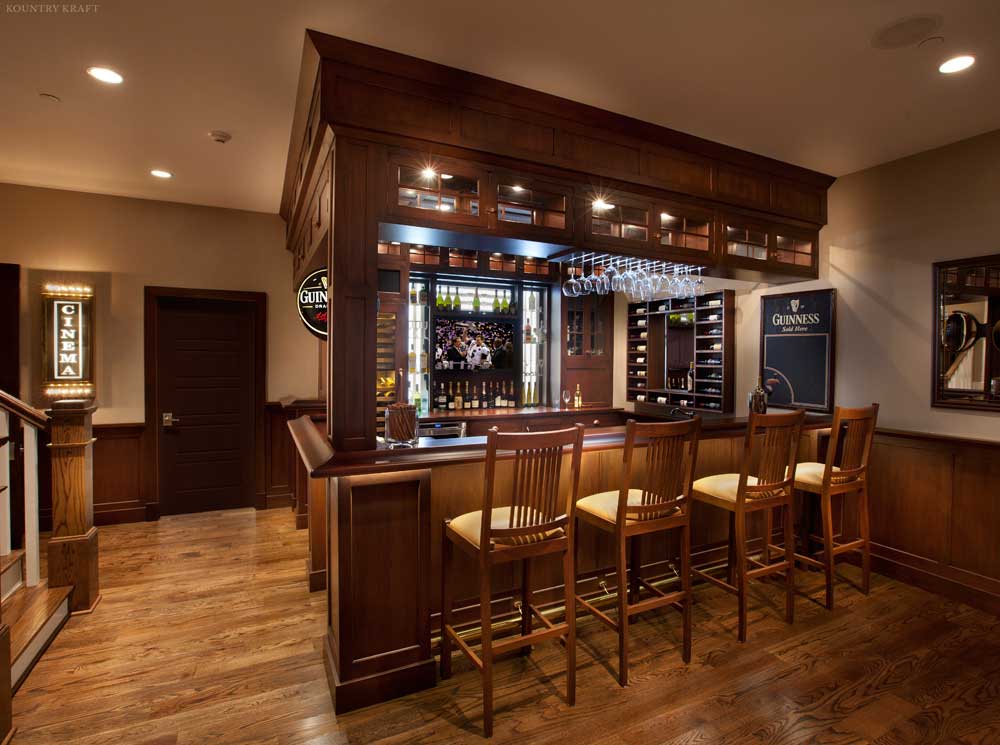 Bar with four chairs and hanging glasses Bethesda, MD