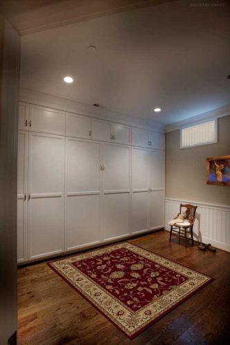 White cabinets closed Murphy bed Bethesda, MD