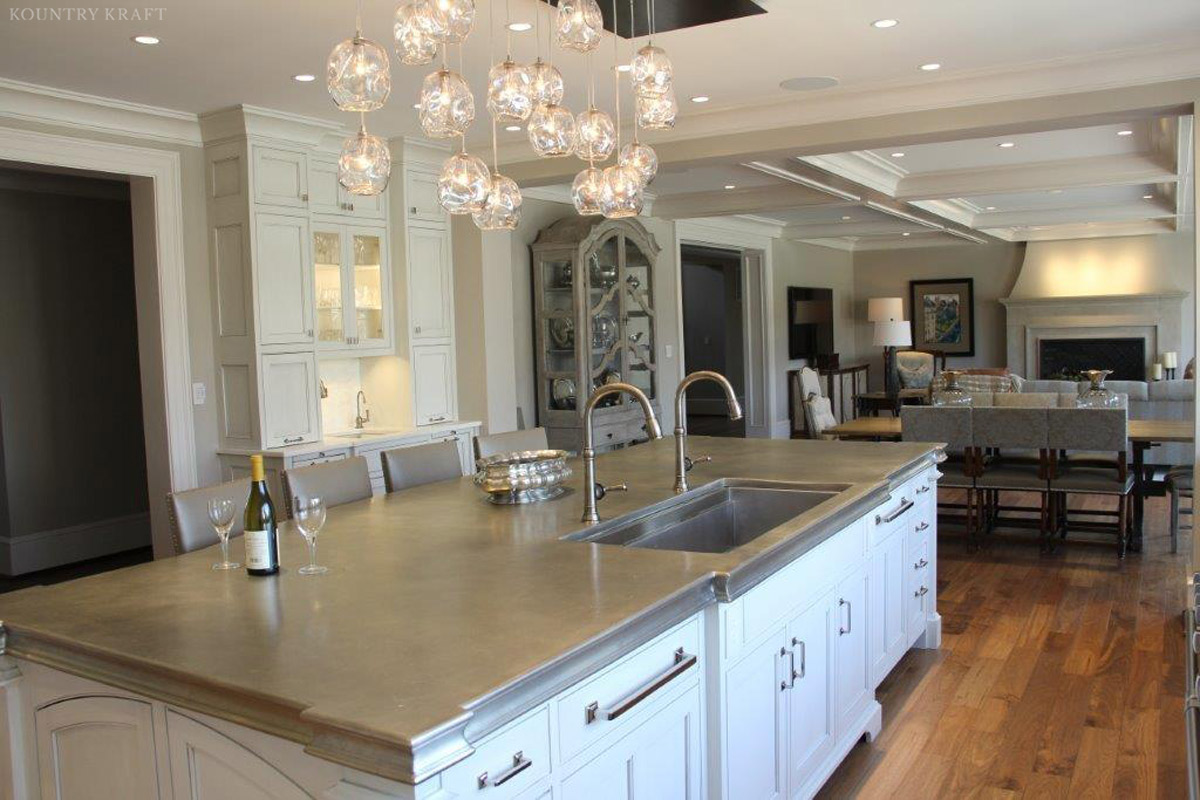 Close up of island with built in dual faucet sink Alexandria, VA