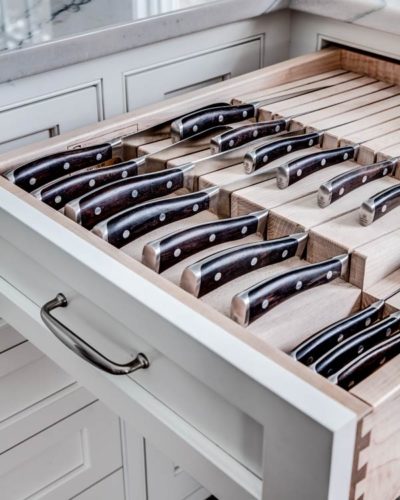 Knife Racks and Slots in Cabinet Drawer