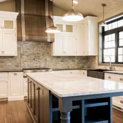 Luxury kitchen cabinets, beautiful range hood, and island Mohnton, PA