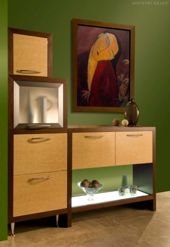 Modern cabinets climbing up in a staircase fashion, painting, and green wall Newmanstown, PA