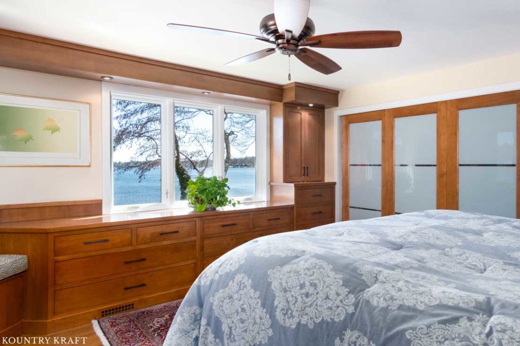 Master Bedroom Cabinets for a home in Winchester, Massachusetts finished in Wheat Stain for a Natural Look