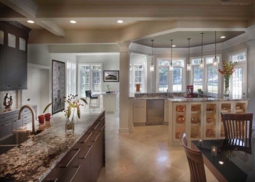 Long island with built in sink, table with chairs, and modern wenge cabinets Vienna, VA