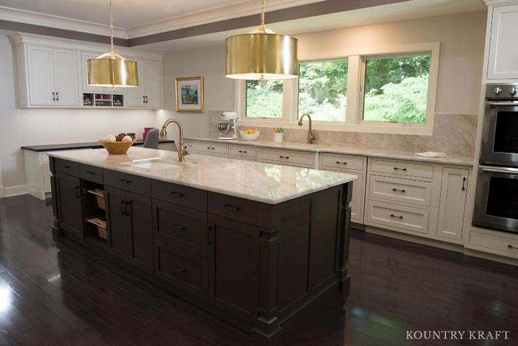 Muddled Basil Kitchen Island Cabinets and White Kitchen Cabinets for a home located in Arlington, Virginia
