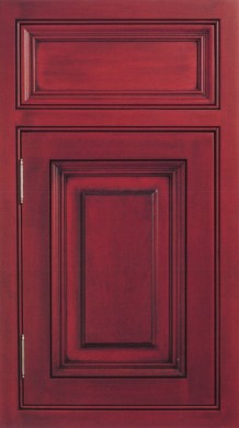 Door Style: Presidential Square<br>Drawer Style: M1593<br>Wood Species: White Birch<br>Finish Color: Midnight Red<br>Source Book Page Number: G-B-25 2/01