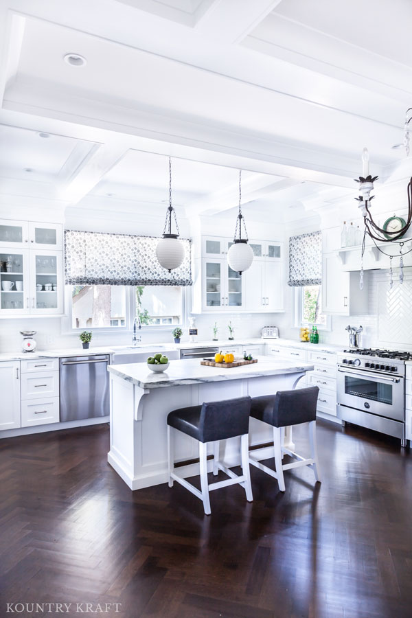 Pure White painted cabinets for a kitchen in a historic home in Glen Ridge, New Jersey