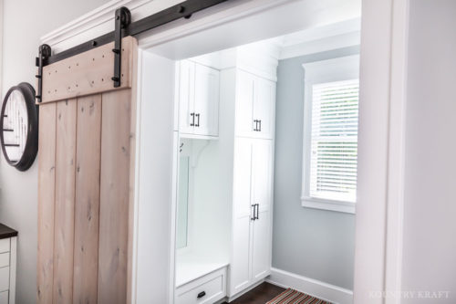 Custom White cabinets provide ample storage for a kitchen