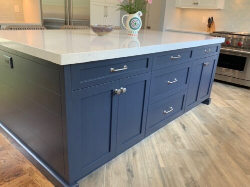 This is a picture of the custom countertop island from Kountry Kraft Cabinetry. 