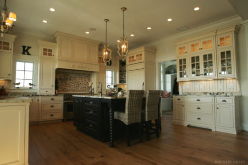Shaker cabinets, black island with spiral legs, and seating Old Saybrook, CT