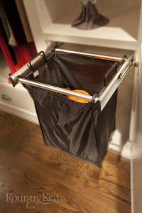 Pullout laundry basket for a closet in Bethesda, MD