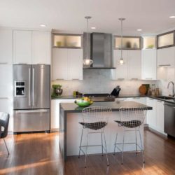 Overview of kitchen with closed cabinetry Phoenixville, PA