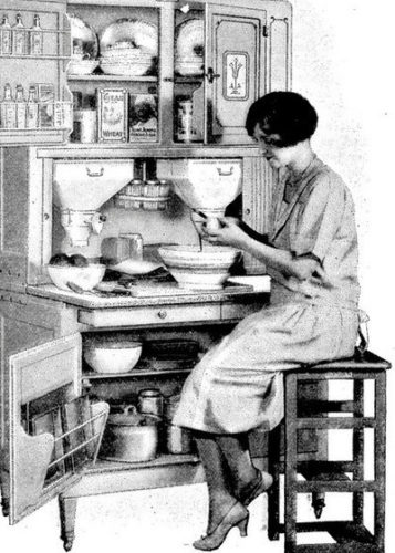 the hoosier cabinet was a true must have in the 1920's