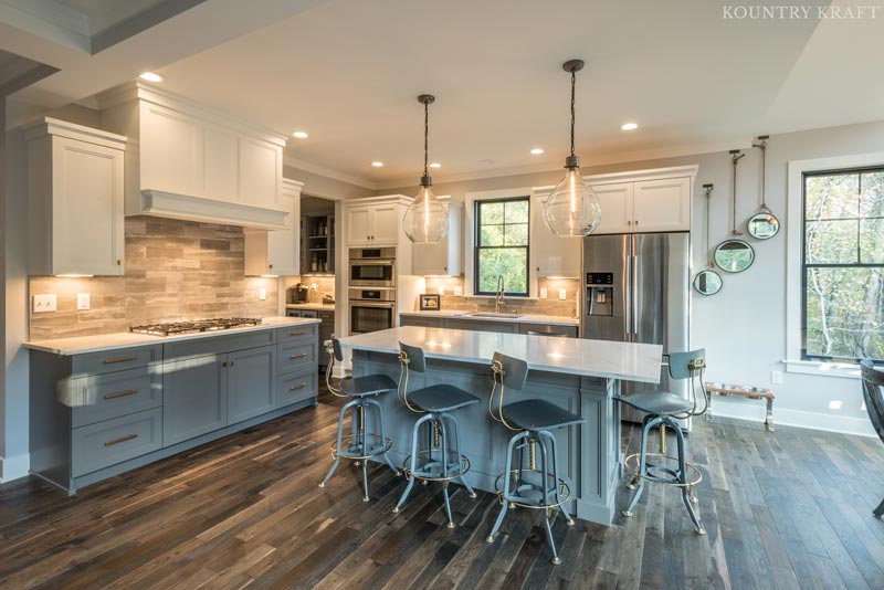 Traditional kitchen with island, stools, and stainless steel appliances Sinking Spring, Pennsylvania