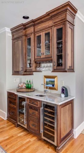 Walnut wet bar with wine coolers Madison, NJ