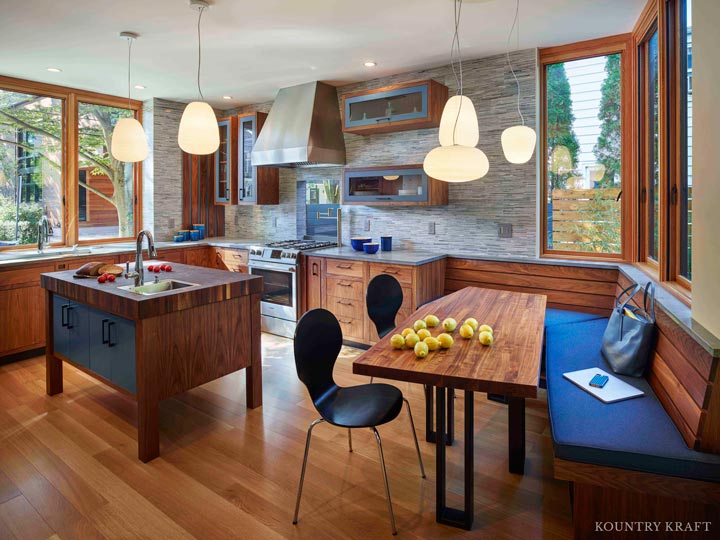 Walnut Wood Kitchen Cabinets for a home located in Princeton, New Jersey