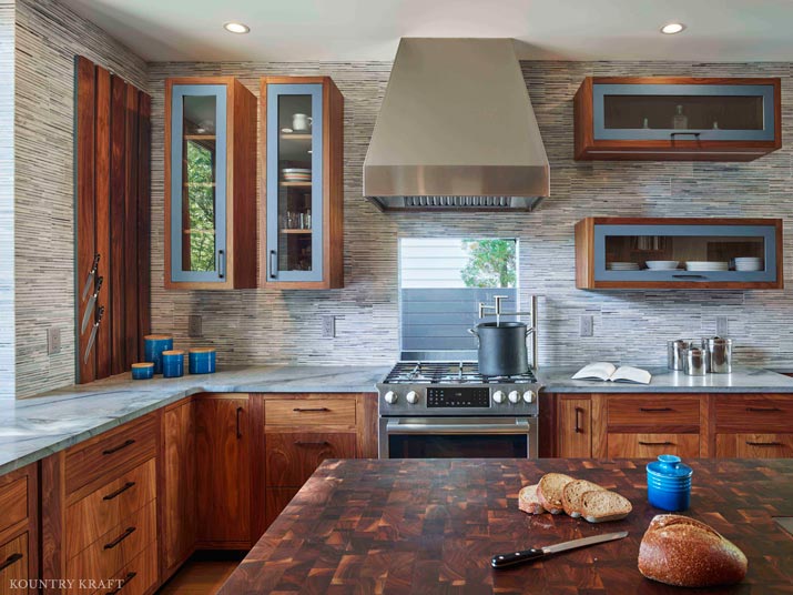 Custom Walnut Wood Kitchen Cabinets in Princeton, New Jersey