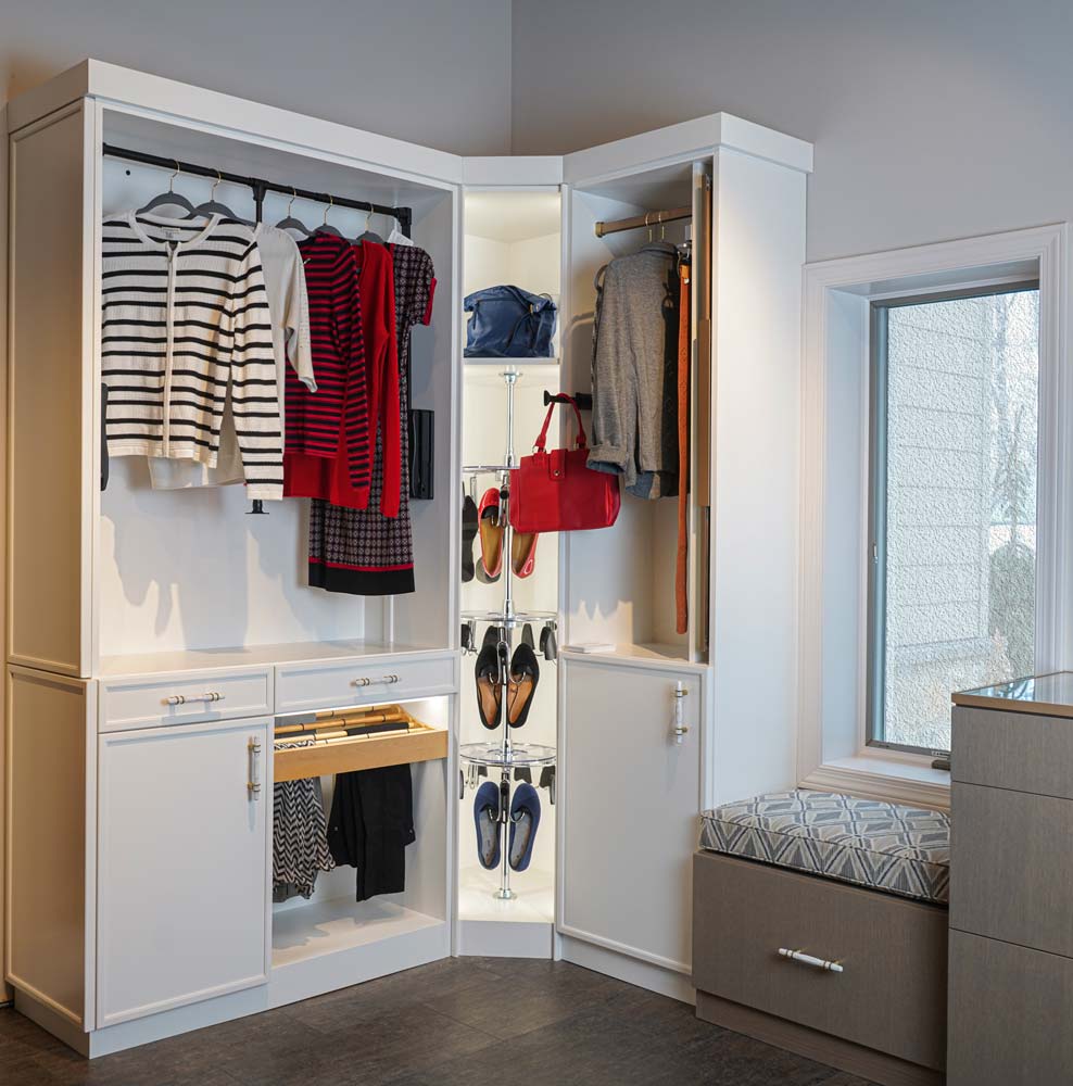 Custom wood cabinetry closet with key features in Newmanstown, PA