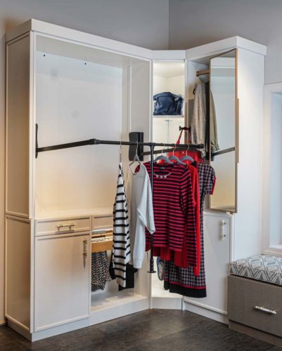 pull out hanging rod in custom closet