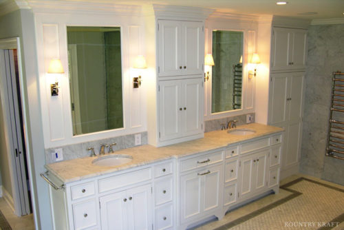 White Cabinetry for a Master Bath Double Vanity located in Berwyn, Pennsylvania