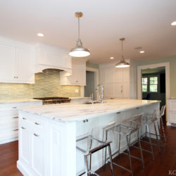 Hard Maple wood alpine white cabinet and island Madison, NJ