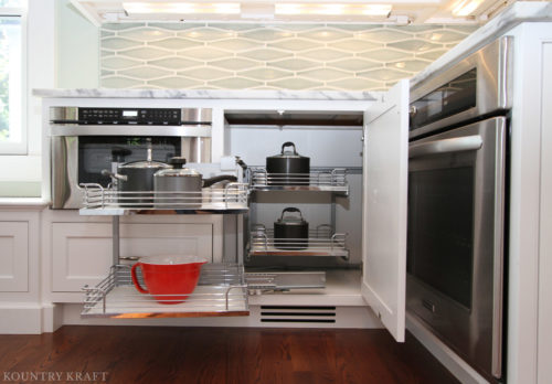 Alpine white cabinet featuring Kesseböhmer’s magic corner shelving unit Madison, NJ