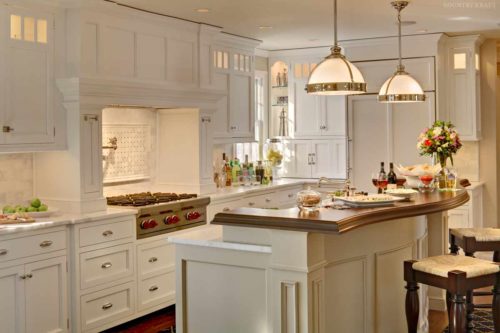 White kitchen cabinetry, range, and island Chatham, NJ