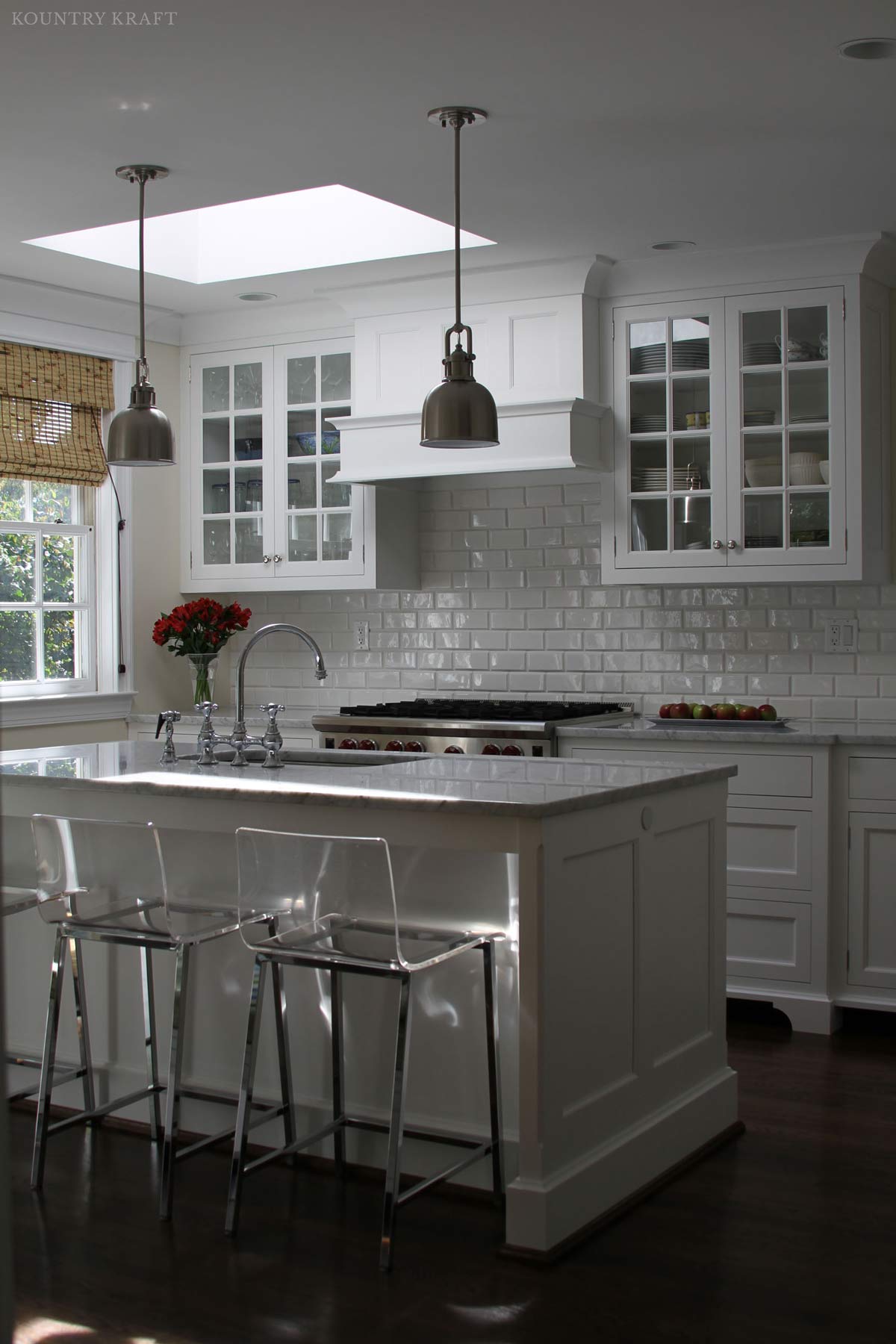 Custom Painted White Kitchen Cabinets in Bethesda, Maryland