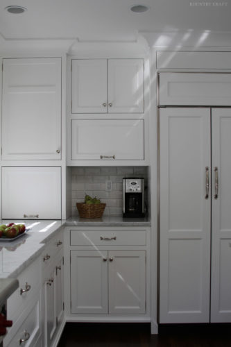 White kitchen cabinets with small cube of counter space Bethesda, MD