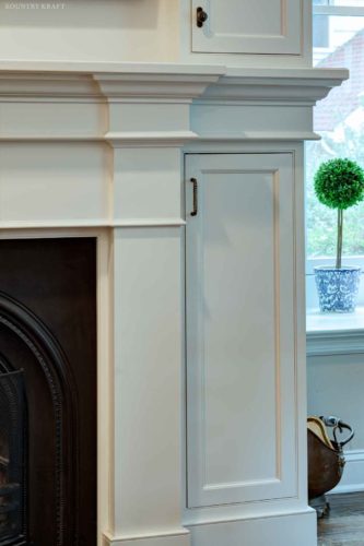 Fireplace cabinet surround and white kitchen cabinets Millburn, NJ