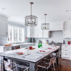 Wrought Iron Kitchen Island and White Cabinets for a kitchen in Towaco, NJ