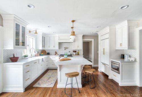 White U Shaped Kitchen Cabinets custom crafted and designed for a home located in Montvale, New Jersey