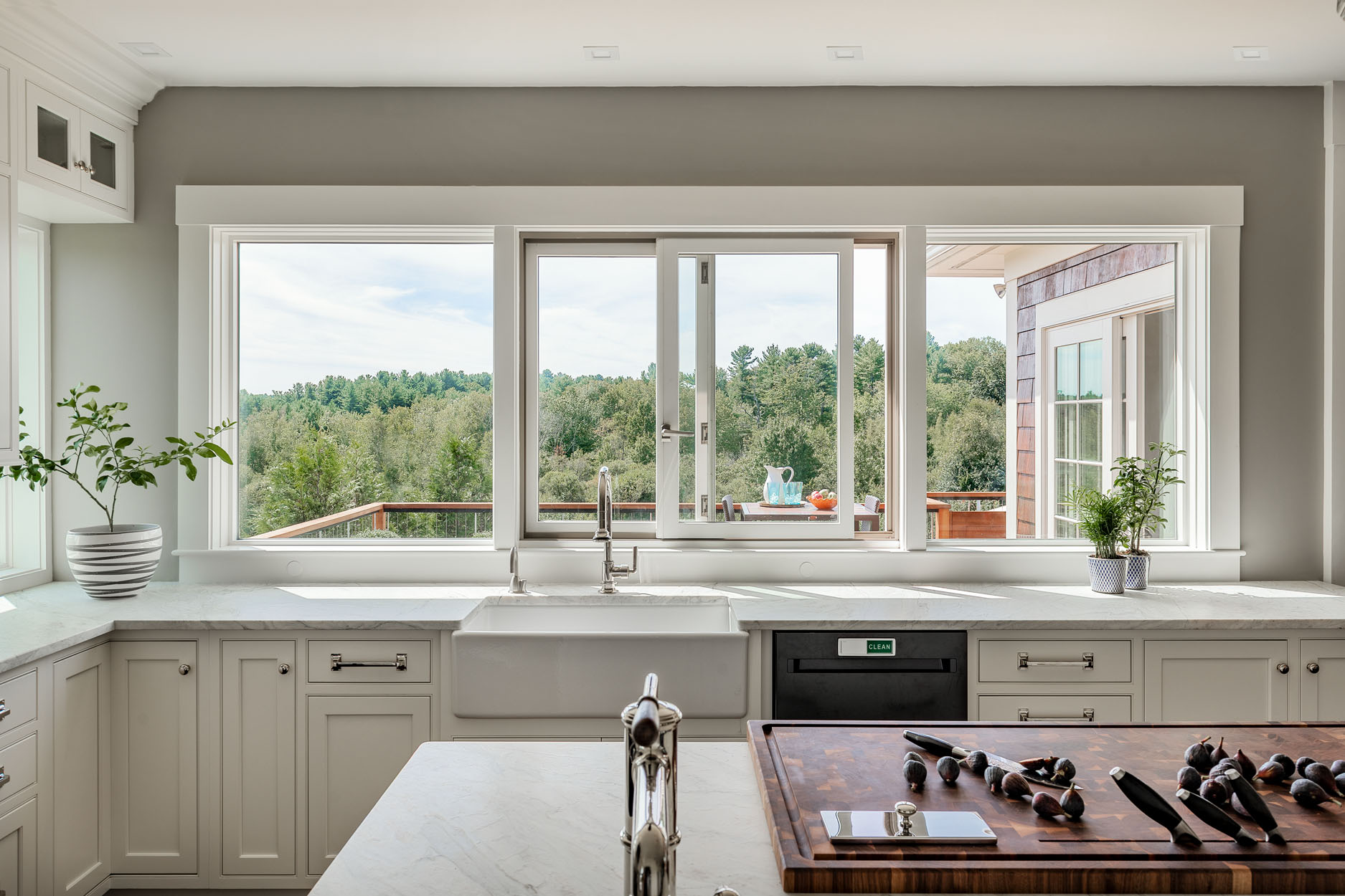White Beaded Inset Kitchen Cabinetry in Hampton Falls, New Hampshire