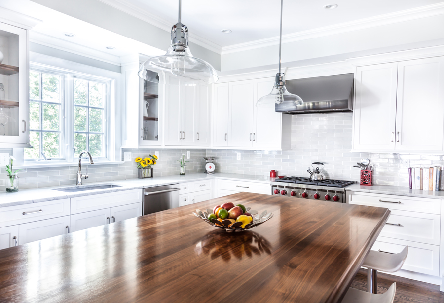 Wood countertops are part of the neutral countertop kitchen design trend for spaces remodeled in 2020