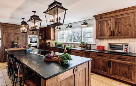 wooden elements in a farmhouse-style kitchen